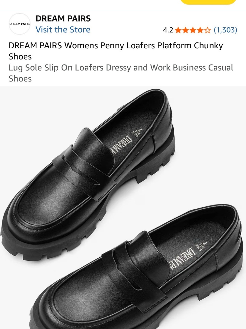 Dream Pairs Black Chunky Penny Loafers